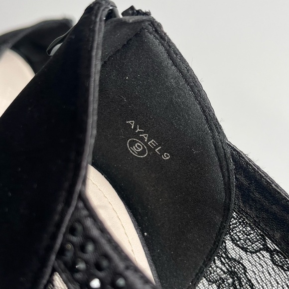 DAVID'S BRIDAL- AYAEL9 Black Lace Rhinestone Platform Heels Size 9 - Picture 5 of 8